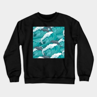 Sea Waves and Dolphins | Urban Finery Crewneck Sweatshirt